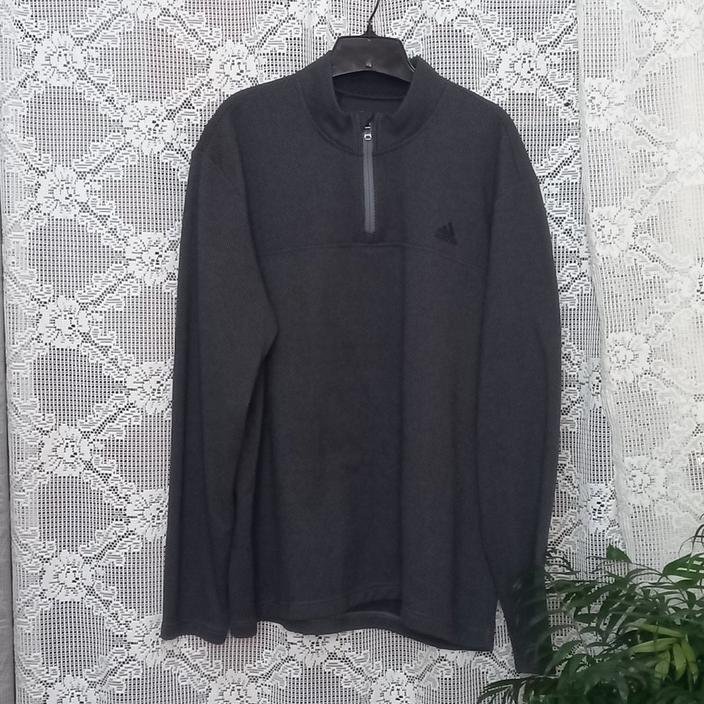 Adidas Golf Performance 1/4 Zip Pullover Jacket Men's XL Black Dark Green
